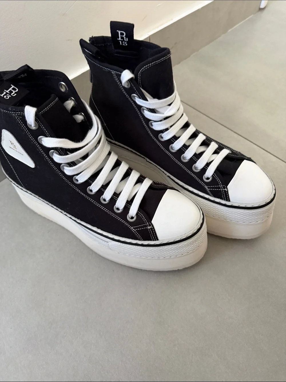 R13 Black Courtney Platform Sneakers 39 us9